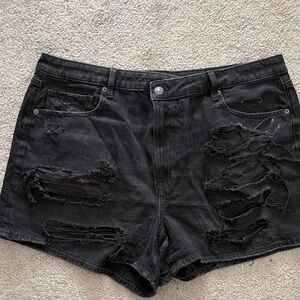 American Eagle Outfitters Black Distressed Jean Shorts